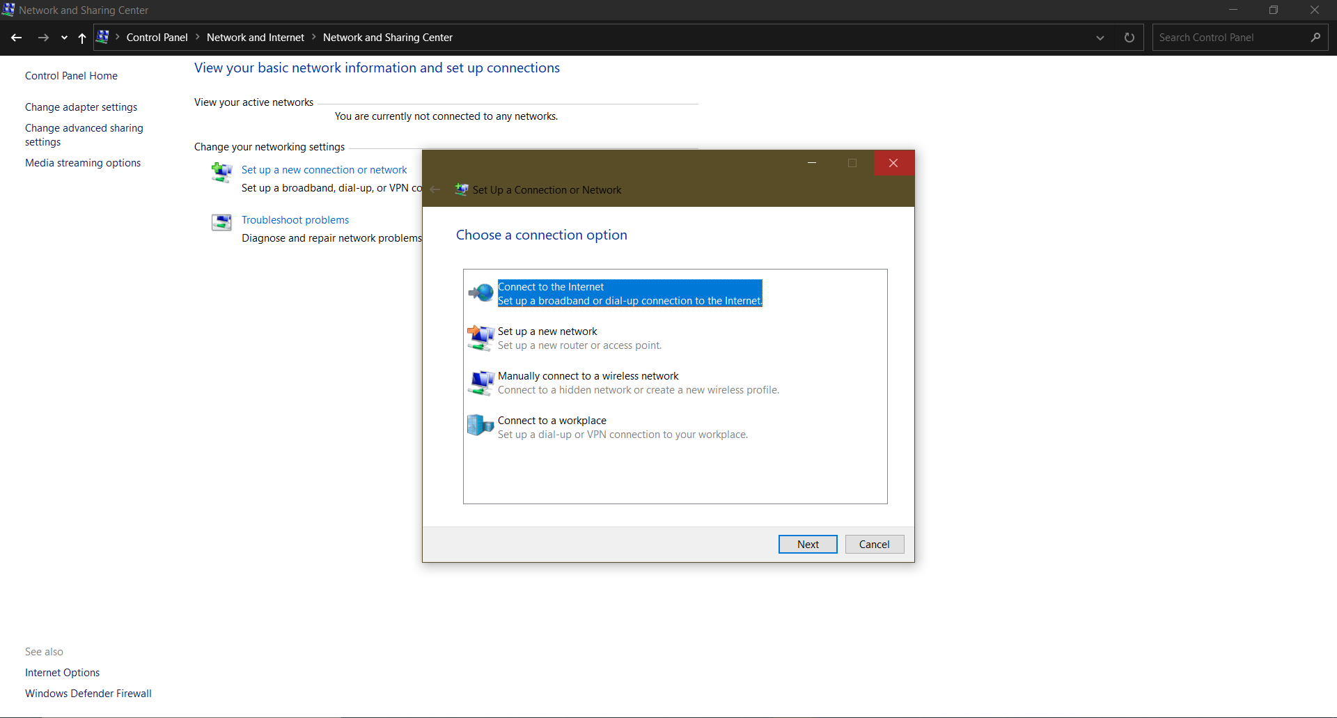 Setup New Connection
