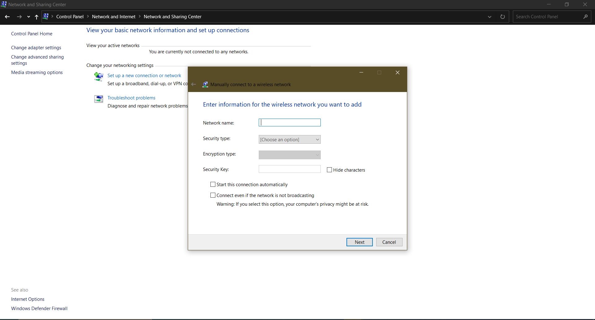 Manually Connect To A Wireless Network