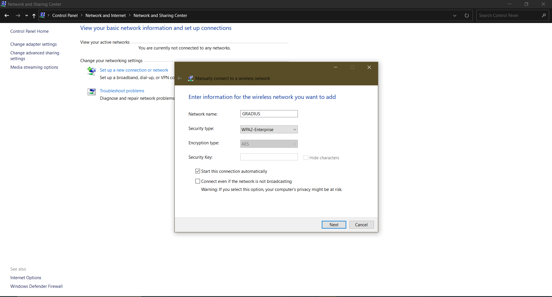 Enter Information For Wireless Network You Want To Add