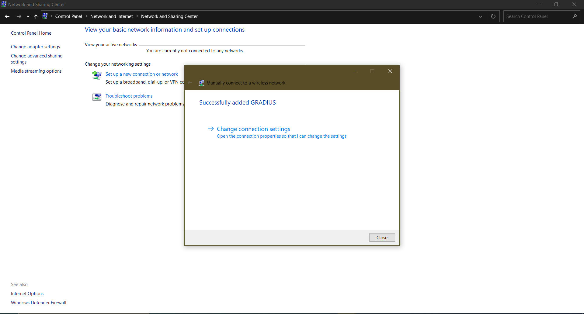 Change Connection Settings